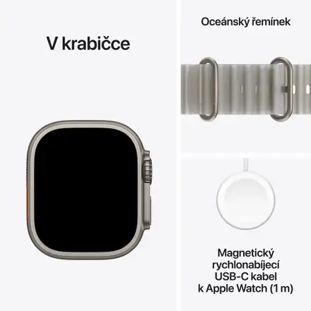 Apple Watch Ultra 4 GPS + Cellular 49mm Natural Titanium Case with Translucent Grey Ocean Band