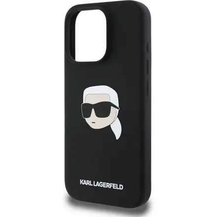Karl Lagerfeld Liquid Silicone Karl Head MagSafe kryt iPhone 16 Pro černý
