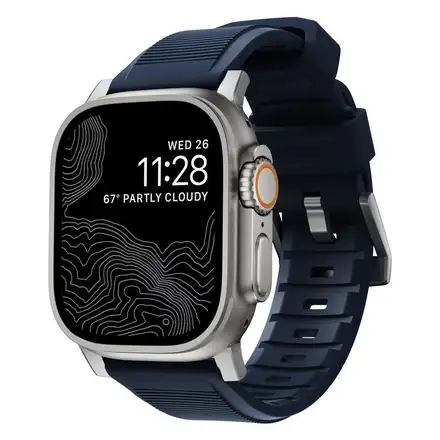 Nomad řemínek Rugged Strap pro Apple Watch 49/45/44/42 mm - Atlantic Blue/Silver Hardware