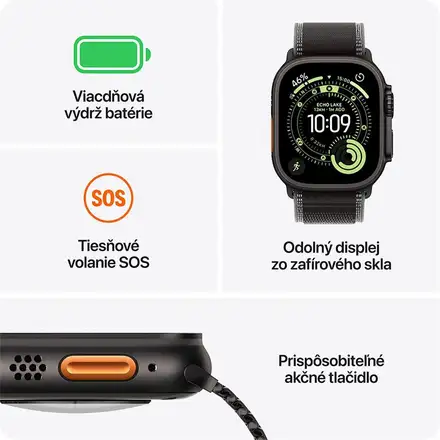 Apple Watch Ultra 3 GPS + Cellular 49mm Přírodní titan s ocelově modrým oceánským řemínkem