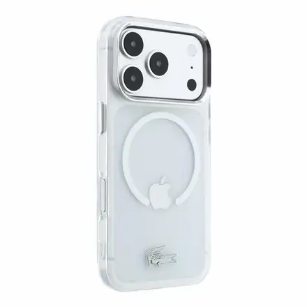 Lacoste IML Frosted Petit Pique Metal Logo MagSafe kryt iPhone 18 Pro průhledný