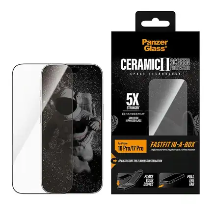 PanzerGlass ochranné sklo UWF Ceramic pro iPhone 18 Pro-Black Frame