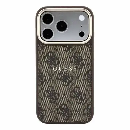 Guess PU Leather 4G Gold Frame Embossed MagSafe kryt iPhone 18 Pro Max hnědý