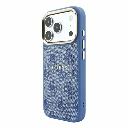 Guess PU Leather 4G Gold Frame Embossed MagSafe kryt iPhone 18 Pro Max modrý