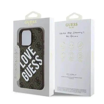 Guess PU Leather 4G Big Love Logo MagSafe kryt iPhone 16 Pro černý