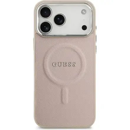 Guess PU Saffiano MagSafe kryt iPhone 17 Pro Max růžový