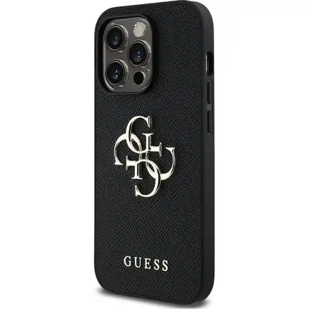 Guess PU Grained 4G Metal Logo kryt iPhone 13 Pro černý