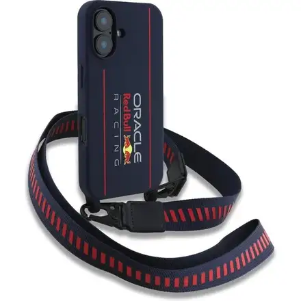 Red Bull Silicone Vertical Logo MagSafe Zadní Kryt + Crossbody popruh pro iPhone 16 modrý