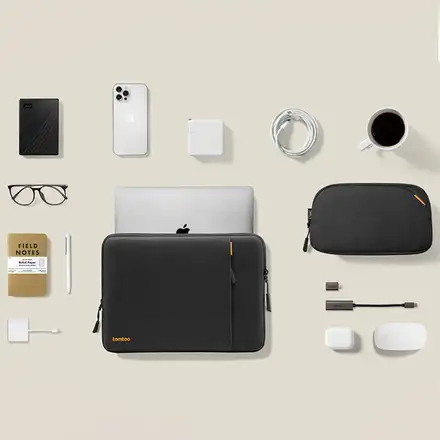 Tomtoc pouzdro Recycled Sleeve with Pouch pro Macbook Pro 14" M1/M2/M3-Black