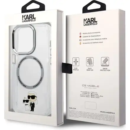 Karl Lagerfeld IML Karl and Choupette MagSafe kryt iPhone 14 Pro Max průhledný