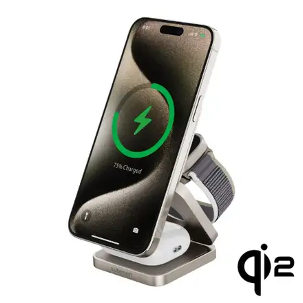 Cubenest Qi2 3v1 Skládací bezdrátová nabíječka SQ312 Pro - titanová *Rozbaleno*