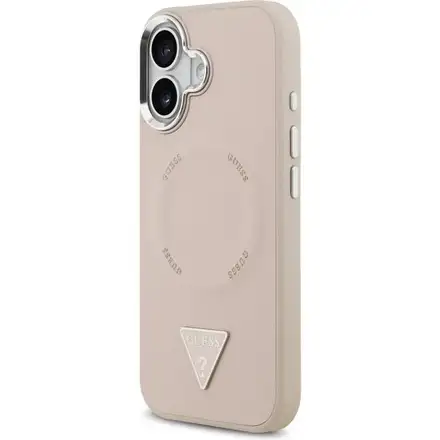 Guess PU Leather Triangle Logo MagSafe kryt iPhone 17 růžový