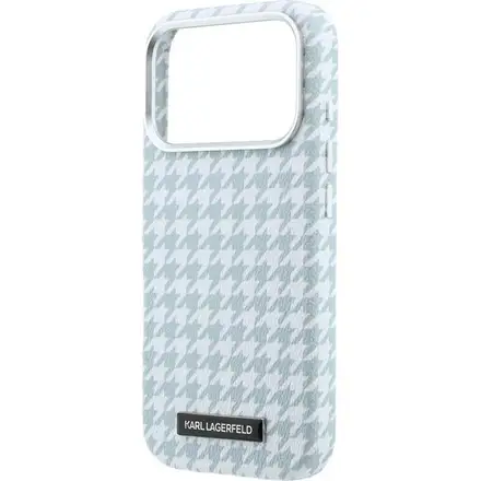 Karl Lagerfeld PU Houndstooth Resin Plate MagSafe kryt iPhone 17 Pro Max modrý