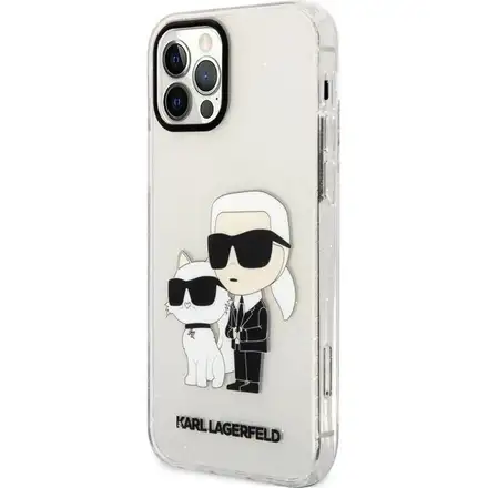 Karl Lagerfeld IML Glitter Karl a Choupette NFT kryt iPhone 12/12 Pro průhledný