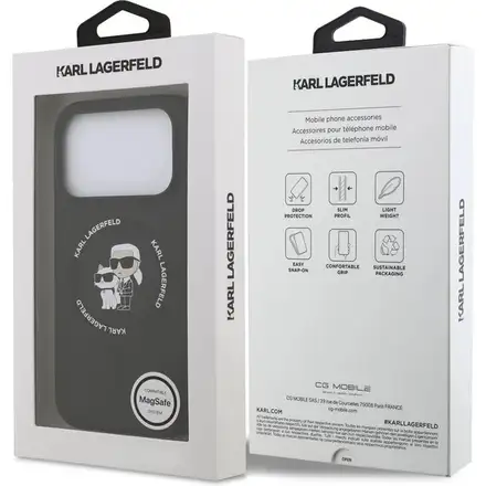 Karl Lagerfeld Liquid Silicone Karl and Choupette MagSafe kryt iPhone 17 Pro černý
