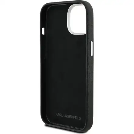 Karl Lagerfeld Grained PU K&CH Heads kryt iPhone 15 černý