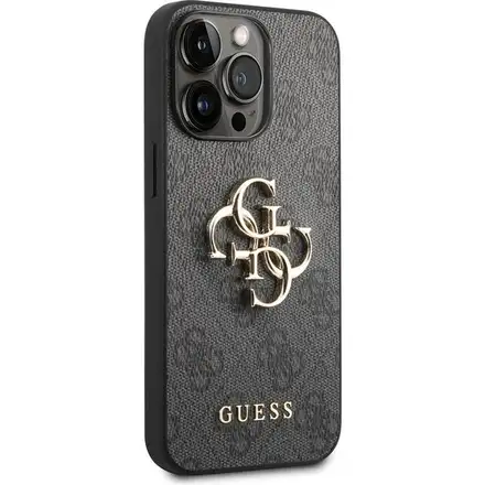 Guess PU 4G Metal Logo kryt iPhone 14 Pro šedý
