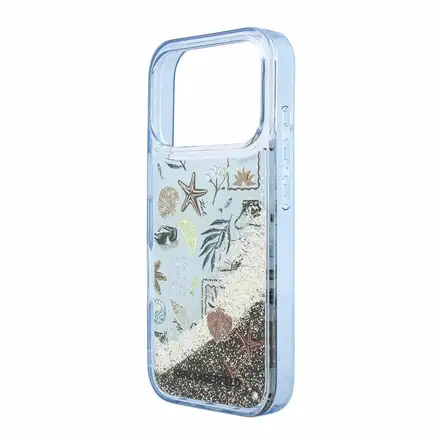 Karl Lagerfeld Liquid Glitter Beach kryt iPhone 18 Pro modrý