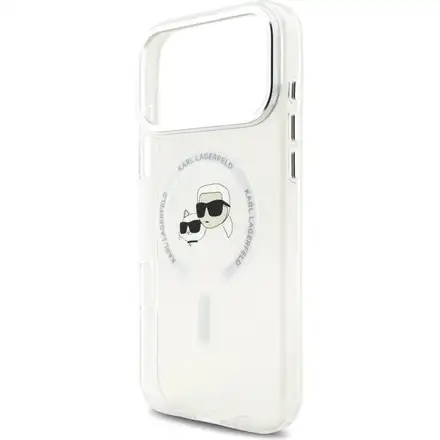 Karl Lagerfeld IML K&CH Heads Metal Frame MagSafe MagSafe kryt iPhone 17 Pro průhledná