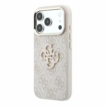 Guess PU 4G Resin Metal Logo kryt iPhone 18 Pro růžový