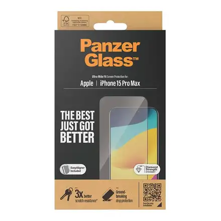 PanzerGlass ochranné sklo UWF pro iPhone 15 Pro Max-Black Frame