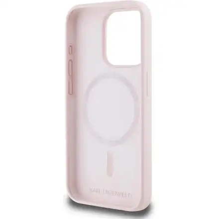 Karl Lagerfeld Liquid Silicone Double Heads MagSafe kryt iPhone 15 Pro růžový