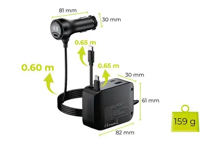 Mobile Origin 75W 5in1 Car Charger CA23 2x USB-C/USB-A Port/2x USB-C cable