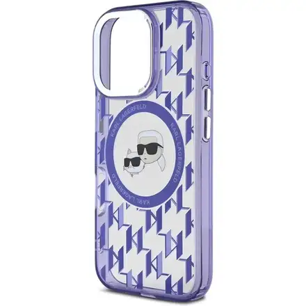 Karl Lagerfeld IML Monogram K&CH Heads MagSafe kryt iPhone 16 Pro Max fialový
