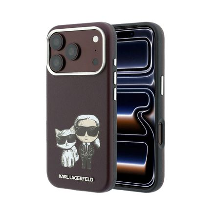 Karl Lagerfeld PU Semi Wrap Smooth Sketch Bodies Magsafe kryt iPhone 18 Pro burgundy