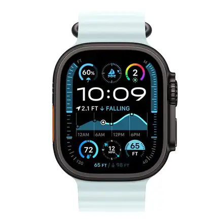 Apple Watch 49mm Ice Blue Ocean Band Extension - Black Titanium Finish