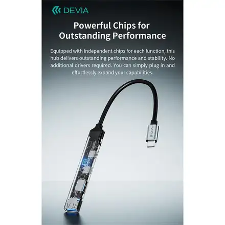 Devia USB-C Hub Lite 4 in 1 EC707-Deep Gray