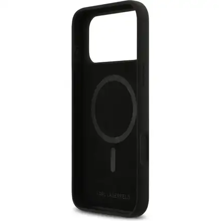 Karl Lagerfeld Liquid Silicone K&CH Sketch MagSafe kryt iPhone 17 Pro černý