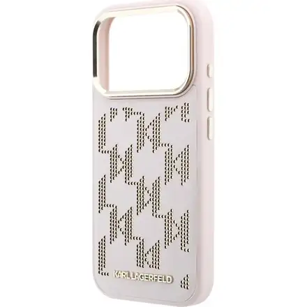 Karl Lagerfeld PU Perforated Monogram MagSafe MagSafe kryt iPhone 17 Pro Max růžový