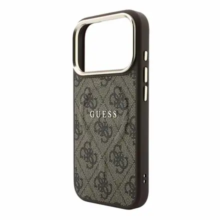 Guess PU Leather 4G Gold Frame Embossed MagSafe kryt iPhone 18 Pro Max hnědý