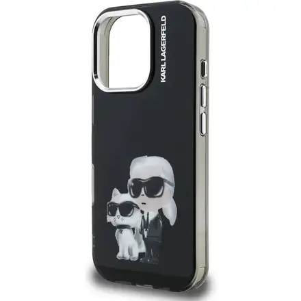 Karl Lagerfeld IML Aquarelle Karl and Choupette kryt iPhone 16 Pro černý