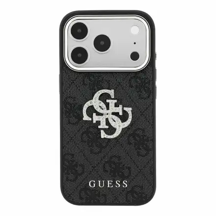 Guess PU 4G Strass Metal Logo kryt iPhone 18 Pro černý