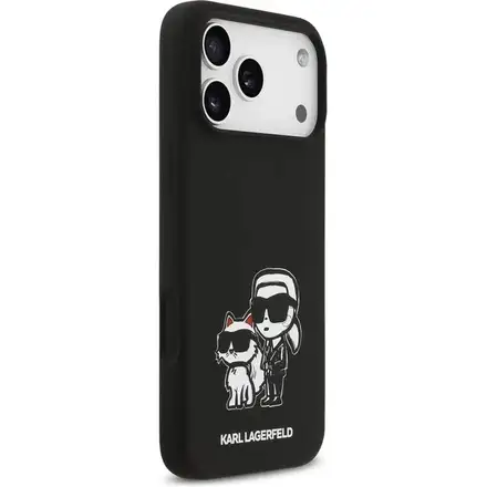 Karl Lagerfeld Liquid Silicone K&CH Sketch MagSafe kryt iPhone 17 Pro černý