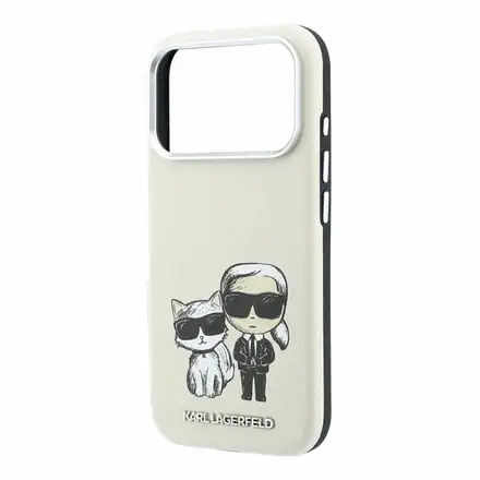 Karl Lagerfeld PU Semi Wrap Smooth Sketch Bodies Magsafe kryt iPhone 18 Pro béžový
