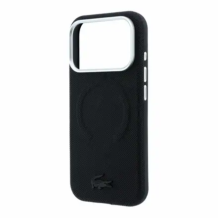 Lacoste PVC Petit Pique Semi Wrap Embossed MagSafe kryt iPhone 18 Pro Max černý