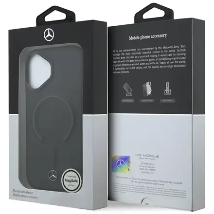 Mercedes PU Leather 3D MagSafe Zadní Kryt pro iPhone 17 černý
