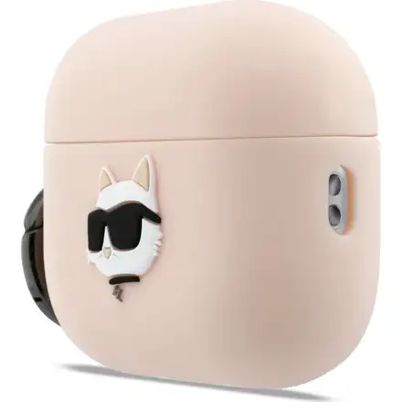 Karl Lagerfeld 3D Logo NFT Choupette Head Silikonové Pouzdro pro AirPods 3 Pro růžové