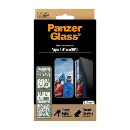 PanzerGlass ochranné sklo UWF Privacy pro iPhone 16 Pro - Black Frame