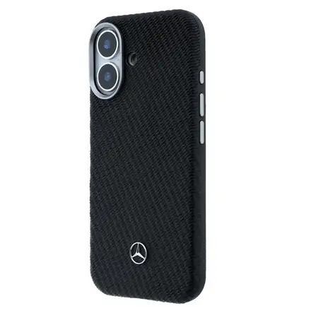 Mercedes PU Leather Wood Semi Wrap MagSafe Kryt pro iPhone 17 černý
