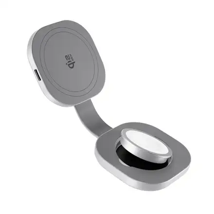 iStores by Epico UltraBase Qi2 25W 2v1 Fold Kovová Mag+ bezdrátová nabíječka EF35-Stříbrná