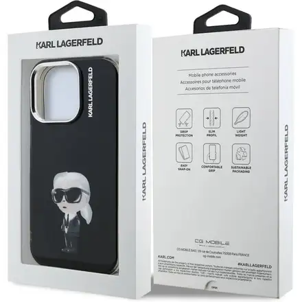 Karl Lagerfeld IML Aquarelle Karl kryt iPhone 15 Pro Max černý