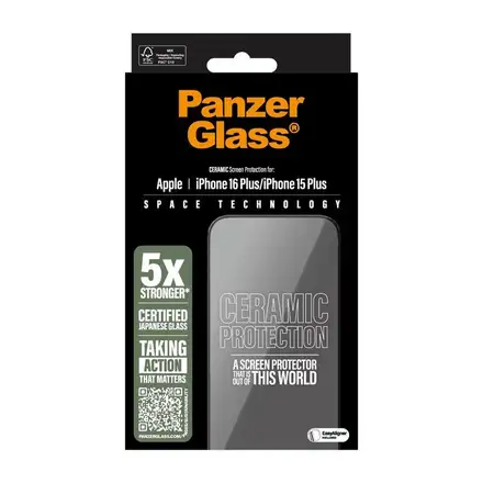 PanzerGlass ochranné sklo UWF Ceramic Protection pro iPhone 16 Plus/15 Plus-Black Frame