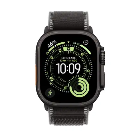 Apple Watch Ultra 3 GPS + Cellular 49mm Černý titan s černým/uhlovým trailovým tahem - S/M