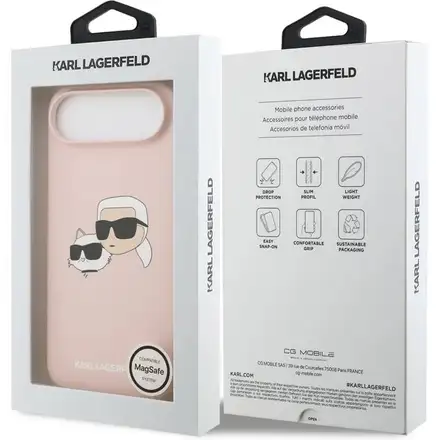 Karl Lagerfeld Liquid Silicone Double Heads MagSafe kryt iPhone Air růžový