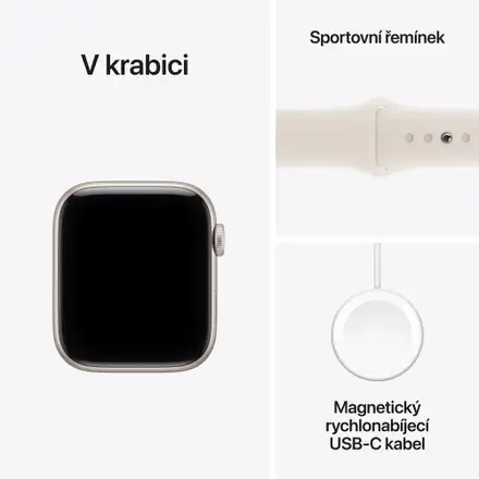 Apple Watch SE 3 GPS 40mm Hvězdně bílý hliník s hvězdně bílým sportovním řemínek - S/M