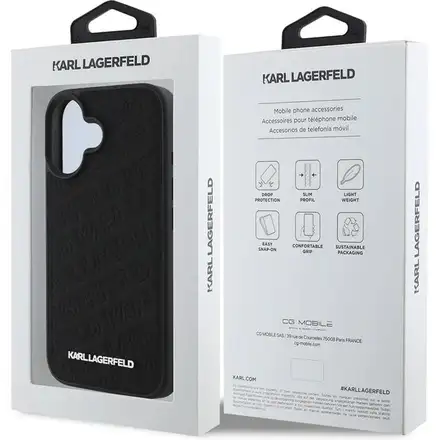 Karl Lagerfeld PU Quilted Pattern kryt iPhone 16 černý